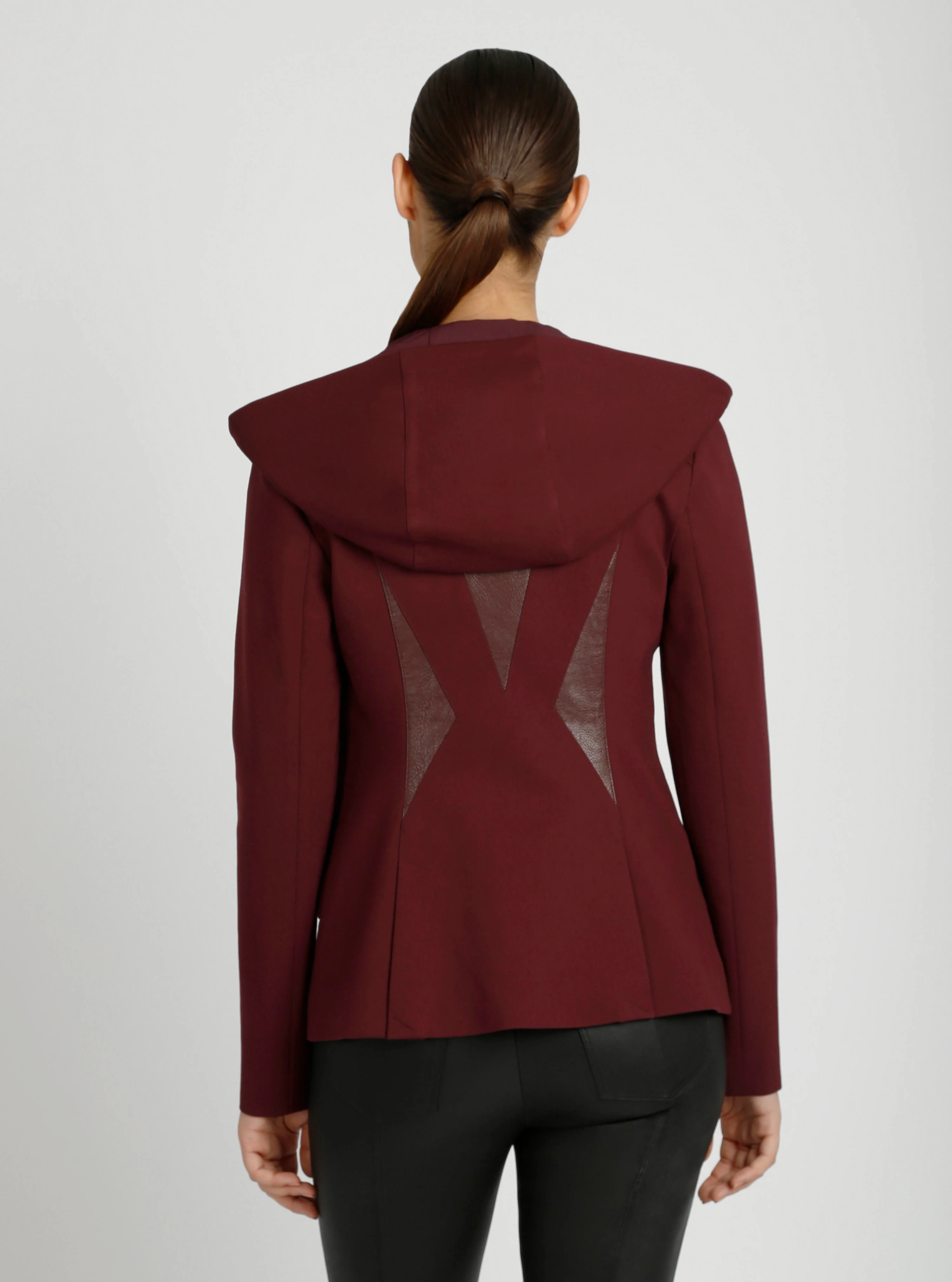Gayatri Hooded Blazer Dk Heather Gray and MIdnight Plum - Image 4
