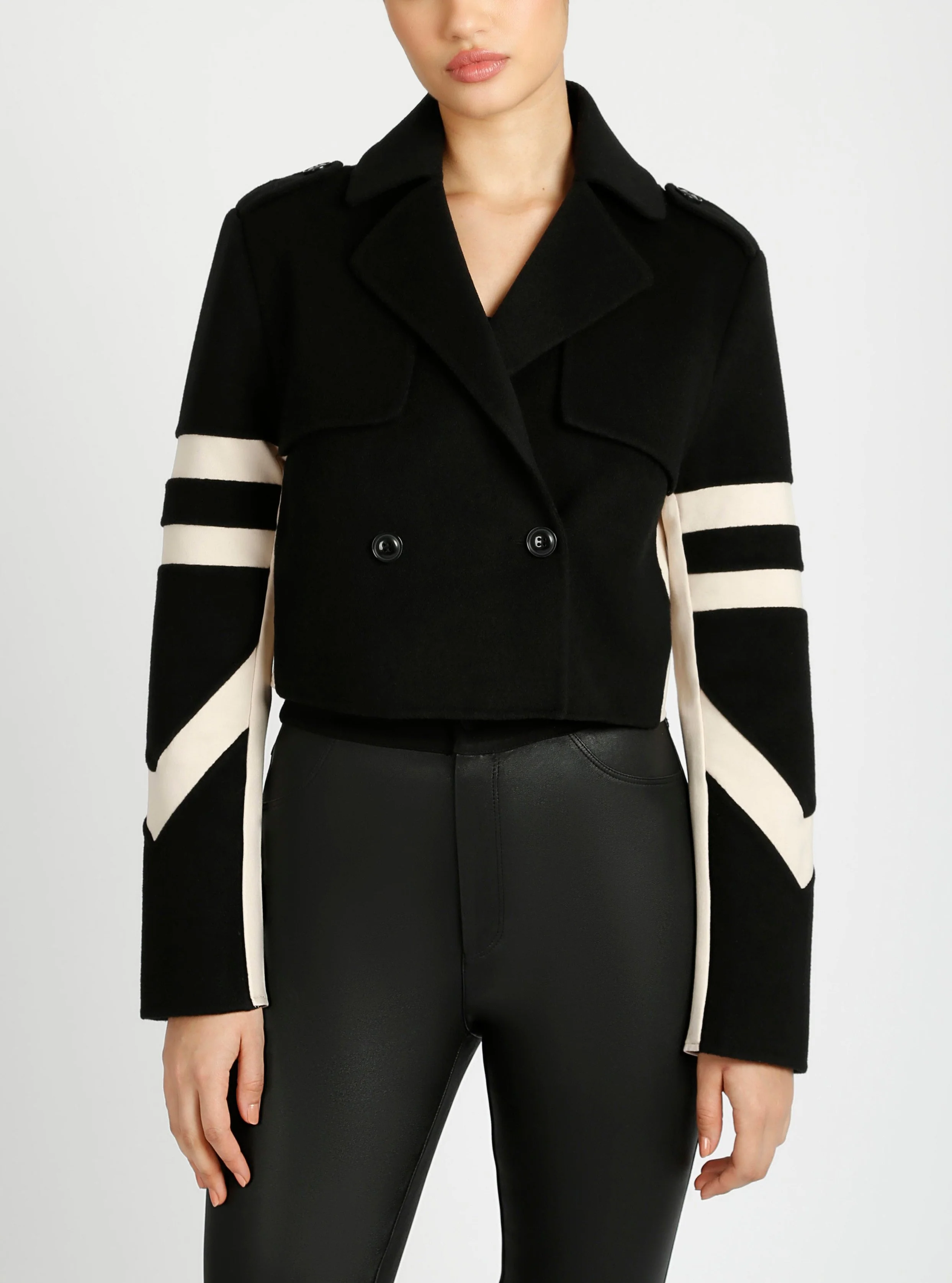 Handmade Wool Crop Jacket Black/Camel