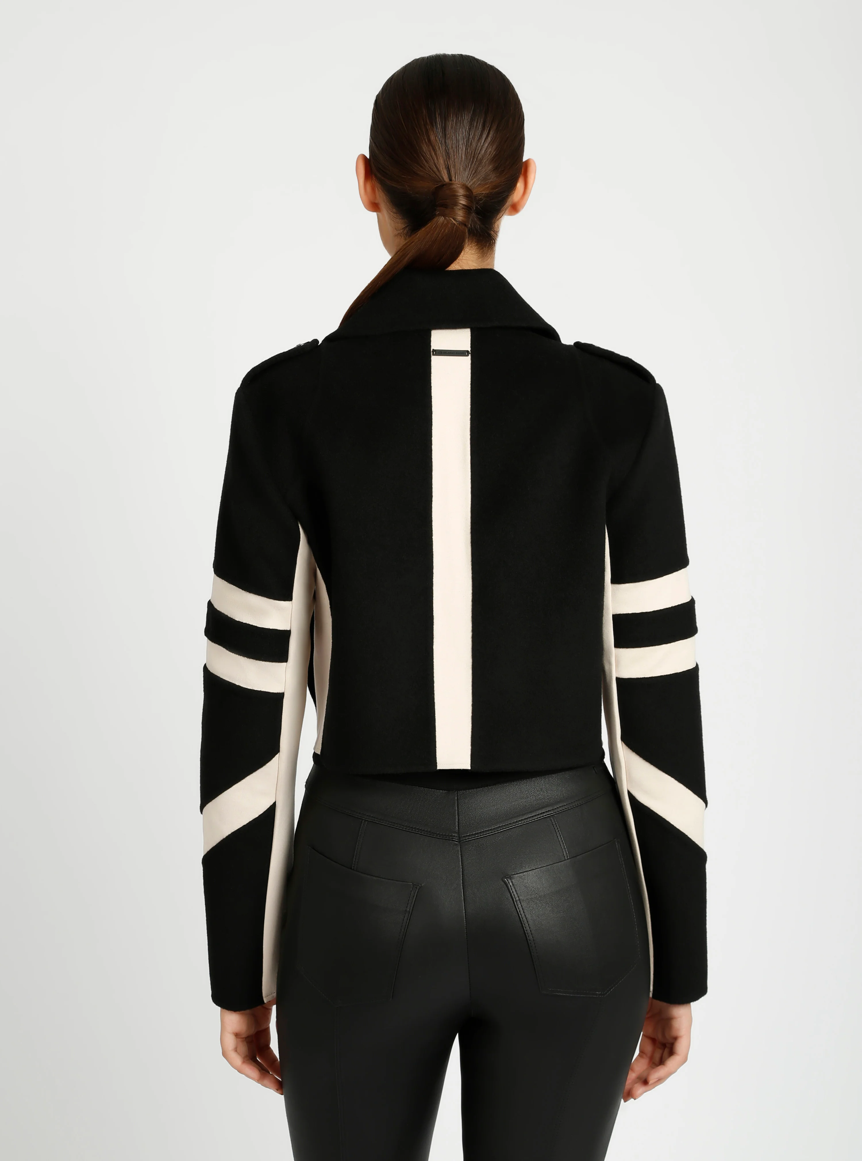 Handmade Wool Crop Jacket Black/Camel - Image 5