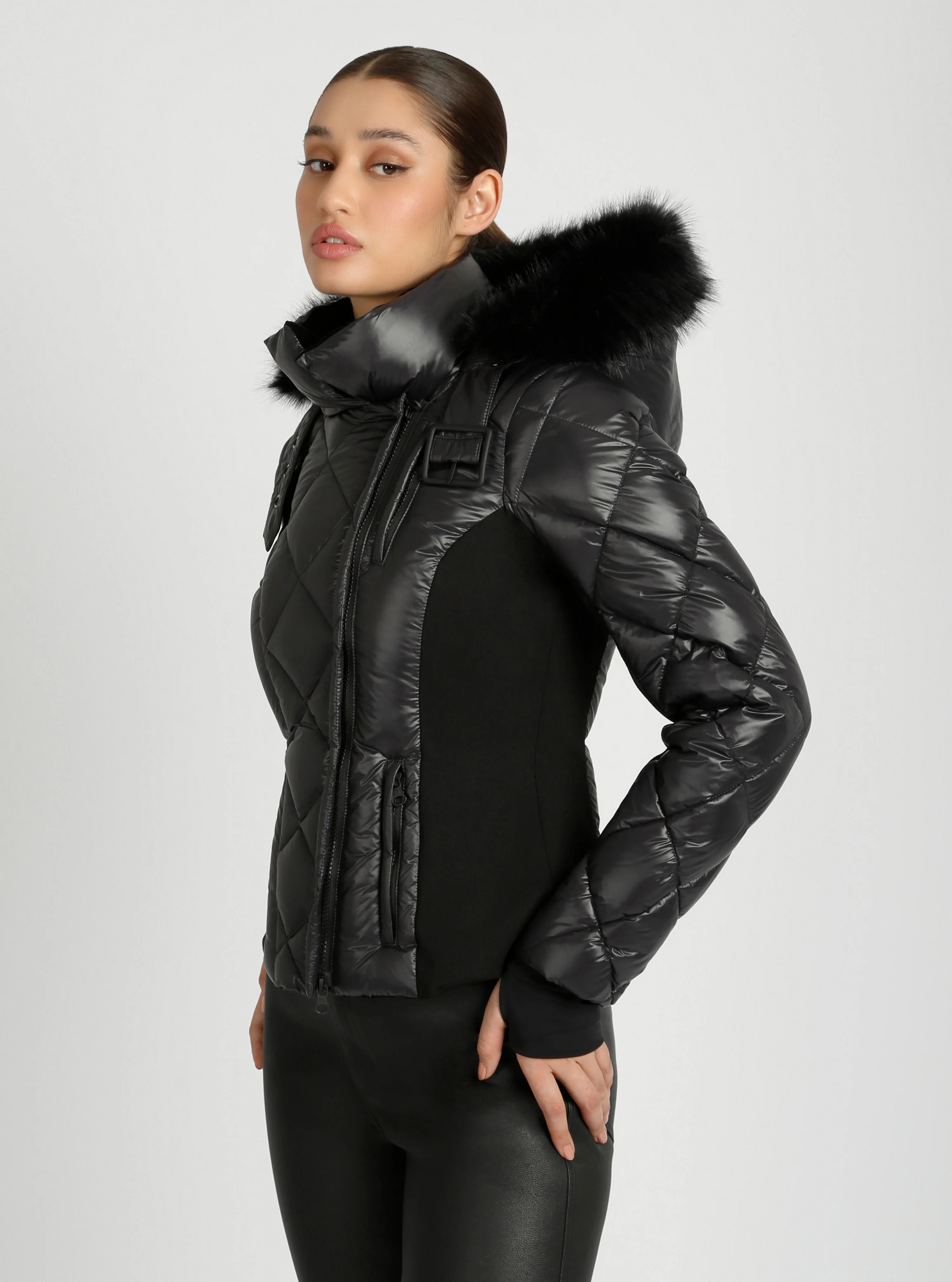 Jet Setter Quilted Down Filled Jacket w/Faux Fur - Image 25