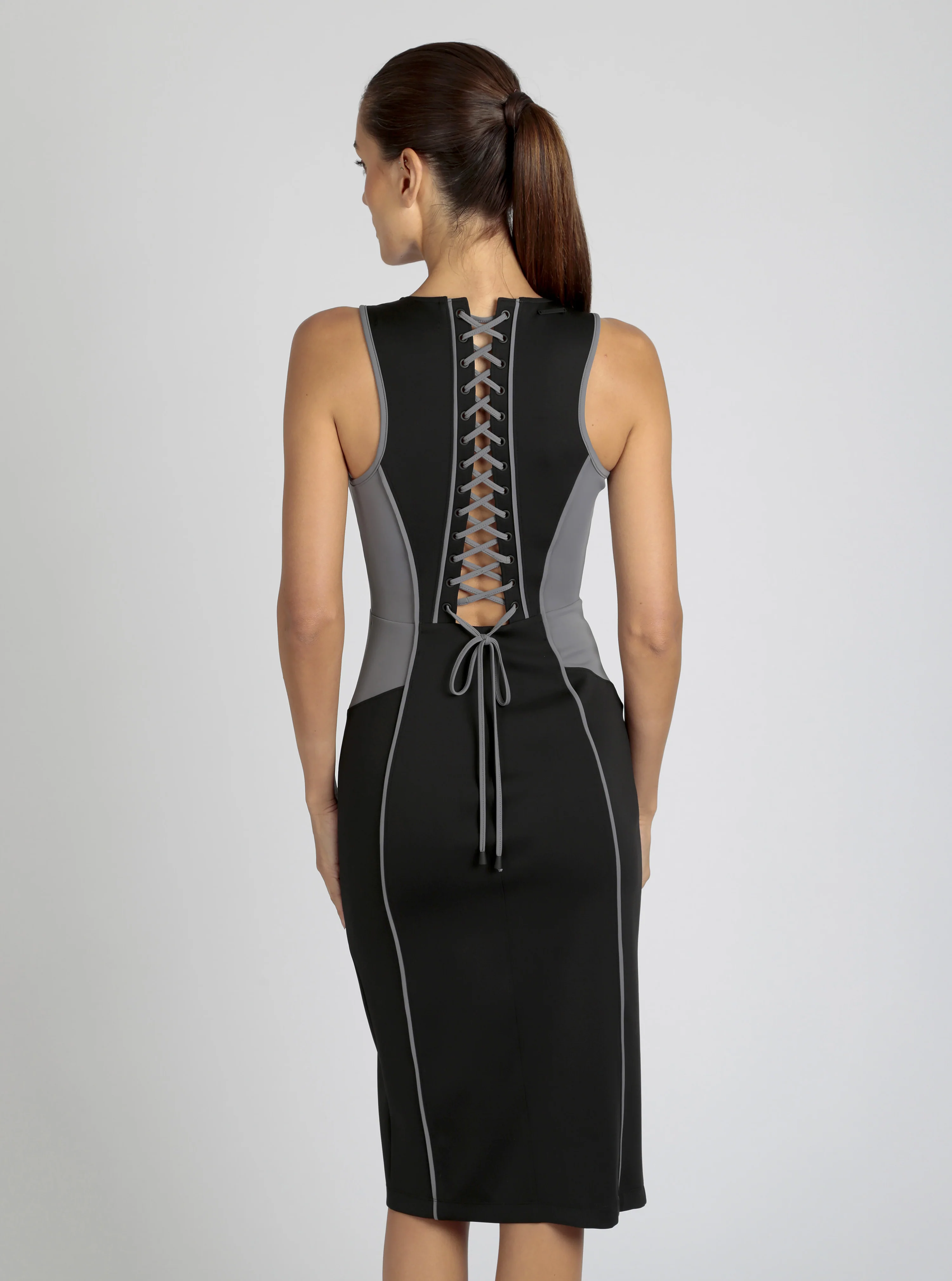 Lace Back Dress - Black Colorblock - Image 5