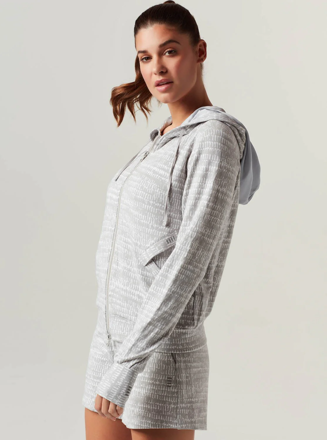 Luxe Fleece Zip Front Hoodie - Heather Gray FINAL SALE - Image 3
