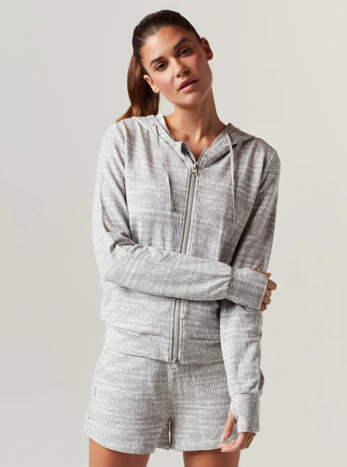 Luxe Fleece Zip Front Hoodie - Heather Gray FINAL SALE - Image 5