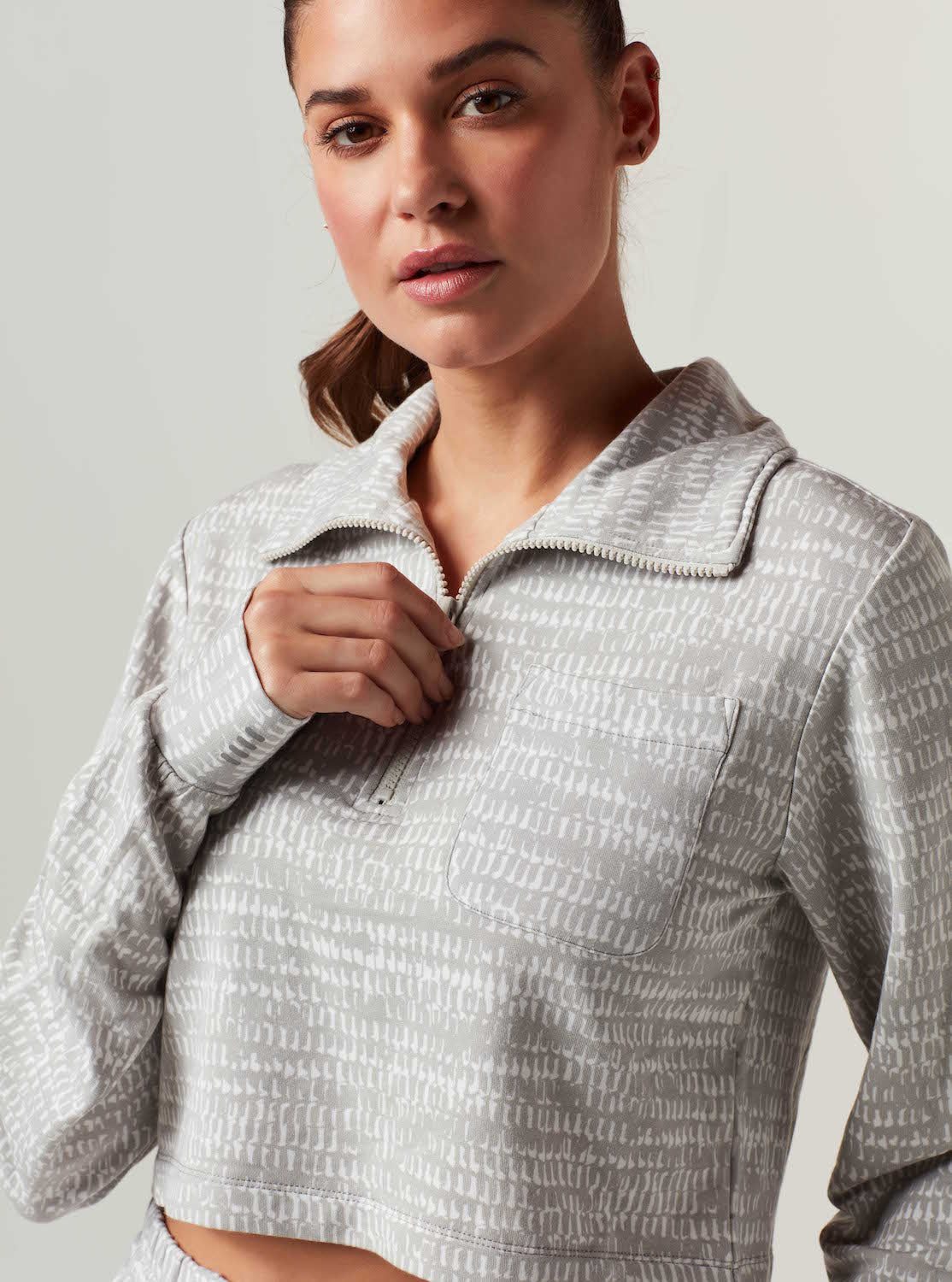 Luxe Fleece Zip Front Top - Heather Gray - Final Sale - Image 5