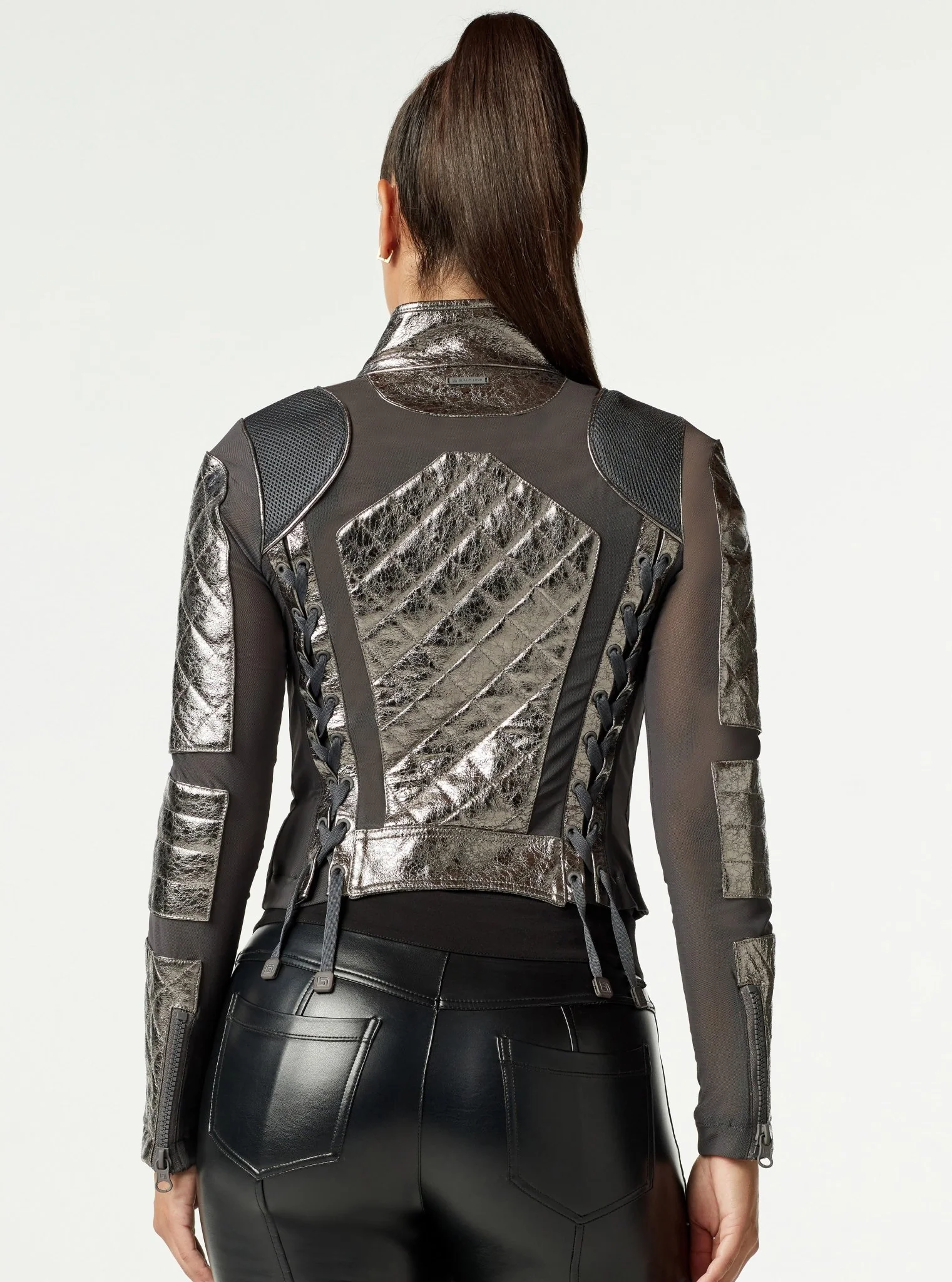 Metallic Moto Mesh Jacket - Gunmetal - Image 4