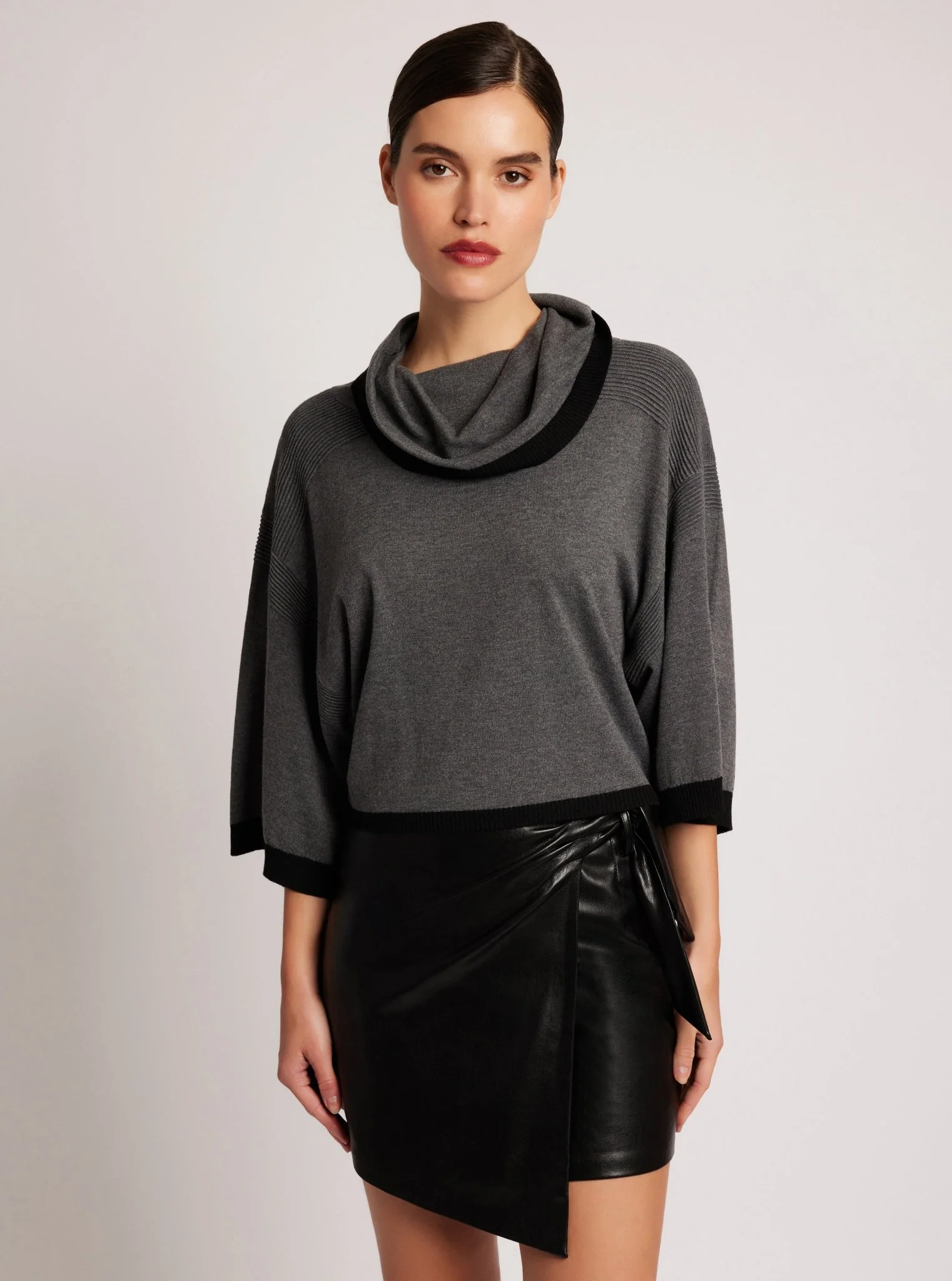Portola Heather Grey Cowl Neck Sweater - FINAL SALE - Image 2