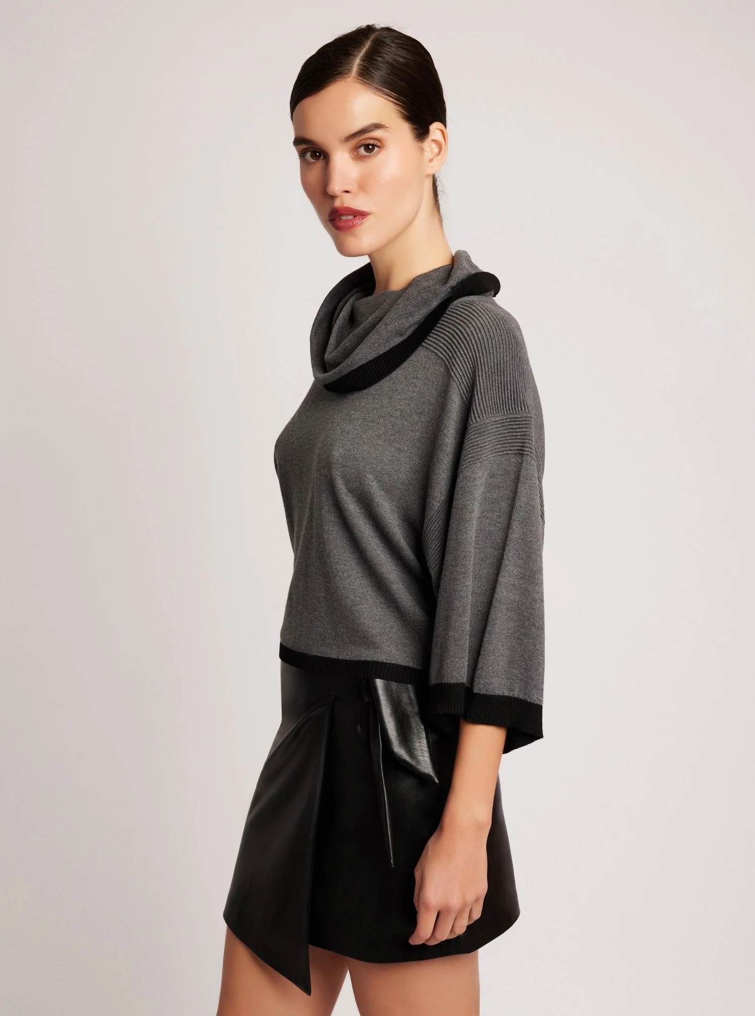 Portola Heather Grey Cowl Neck Sweater - FINAL SALE - Image 3