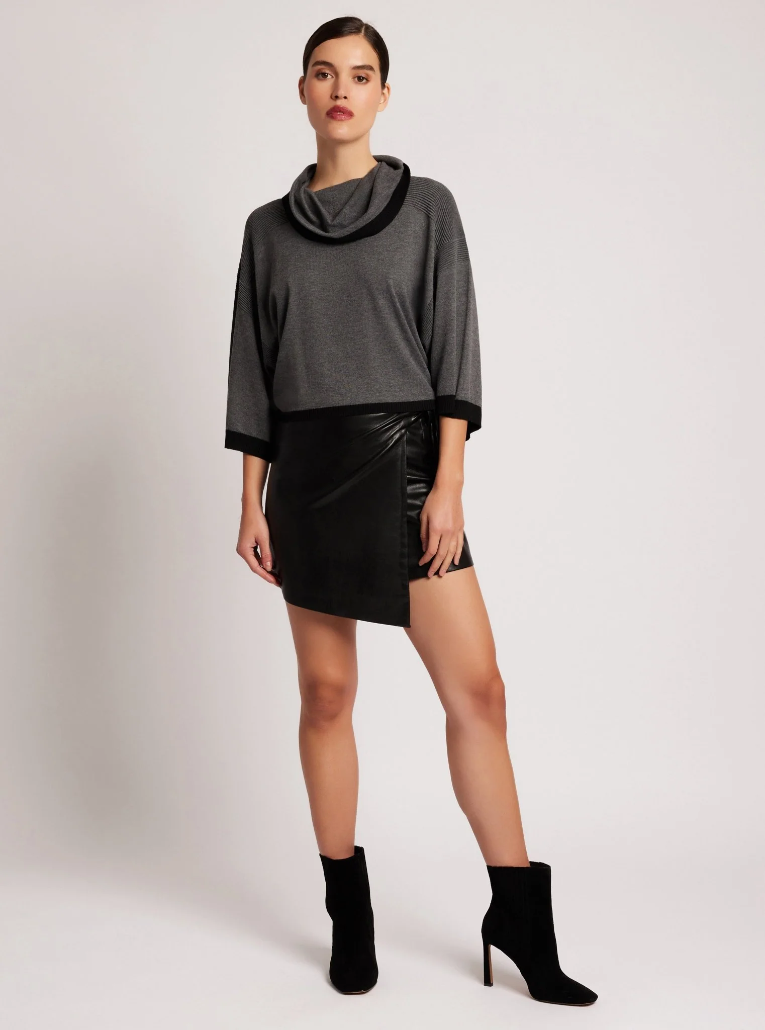 Portola Heather Grey Cowl Neck Sweater - FINAL SALE - Image 4