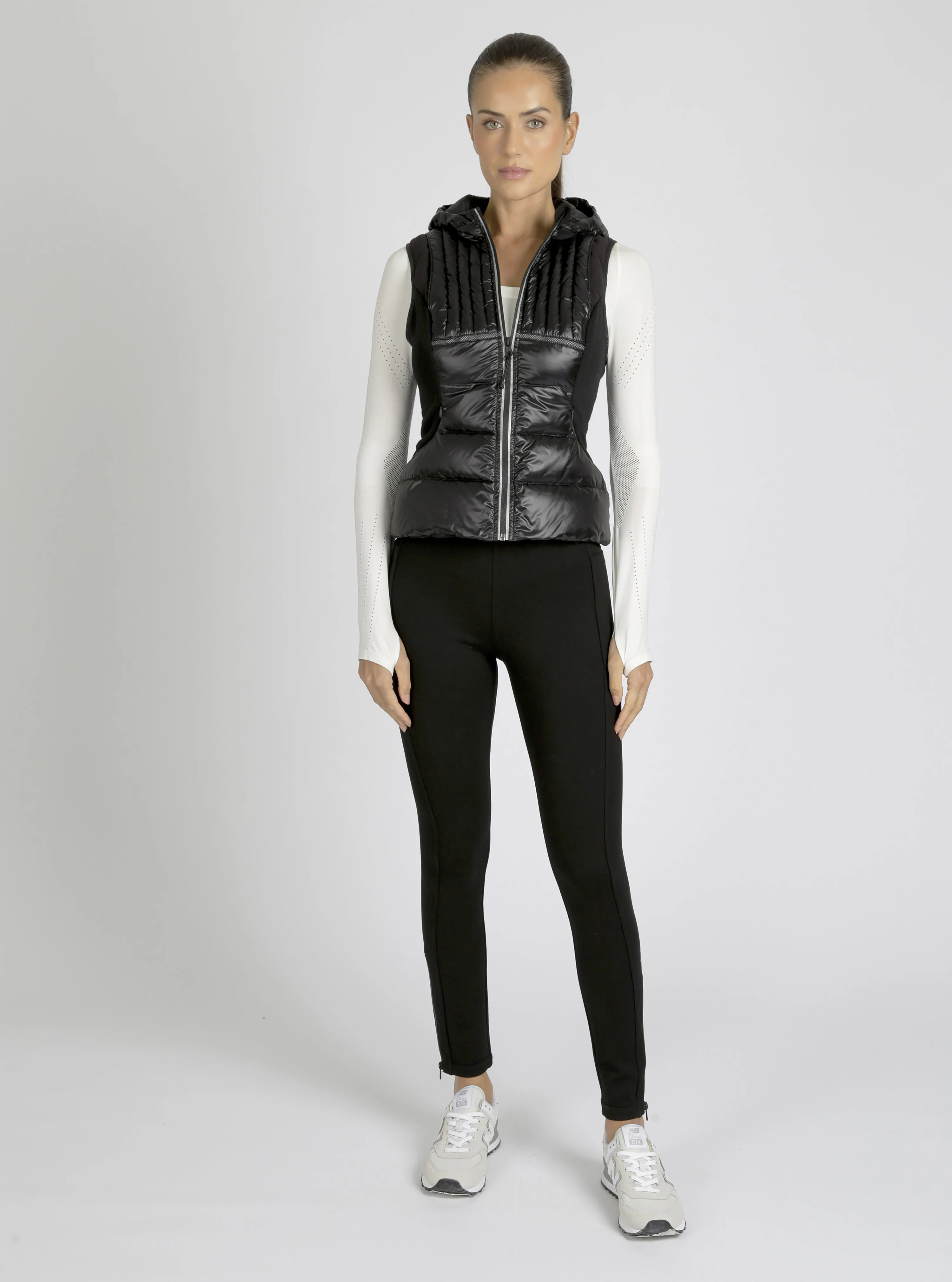 Reflective Inset Down Filled Feather Weight Vest - Black - Image 3