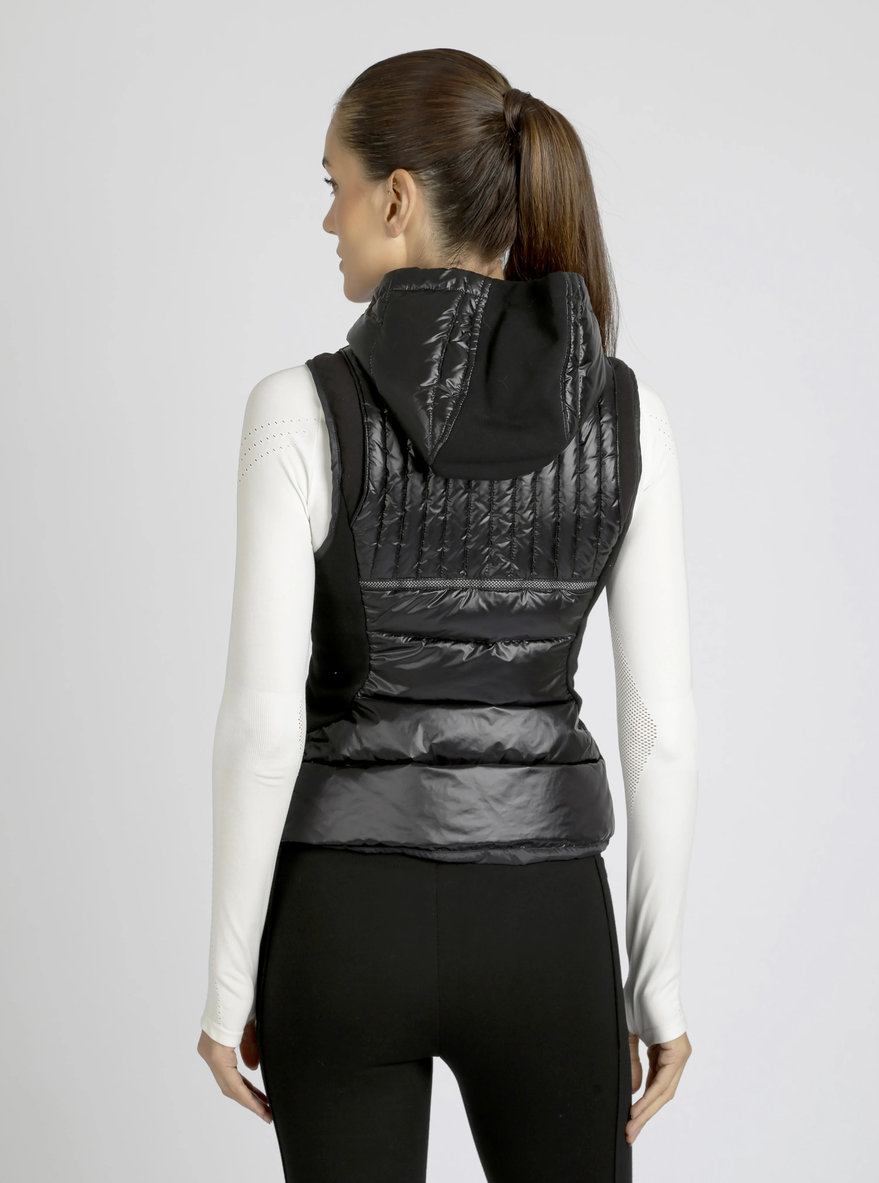 Reflective Inset Down Filled Feather Weight Vest - Black - Image 6