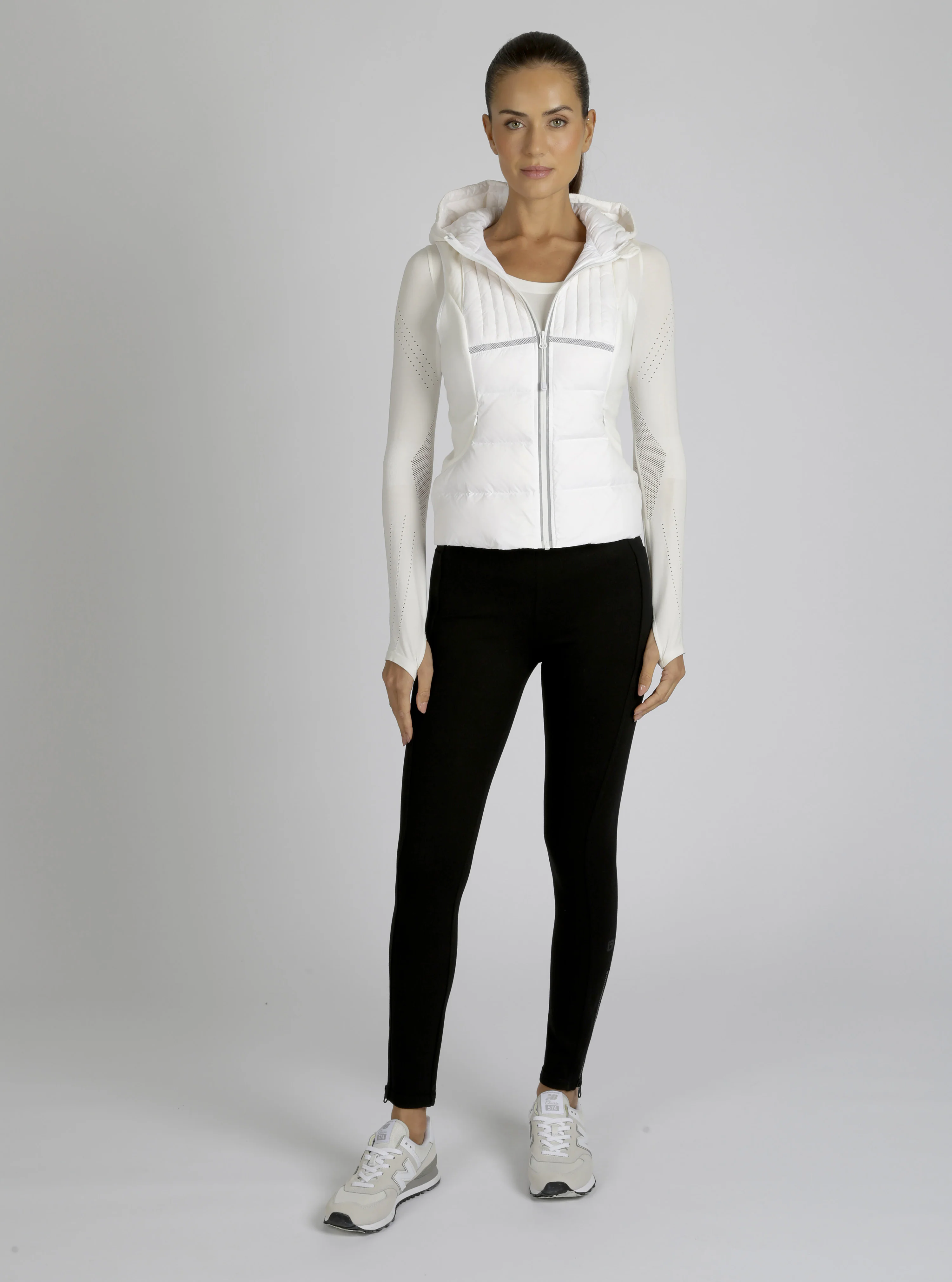 Reflective Inset Down Filled Feather Weight Vest - White - Image 3