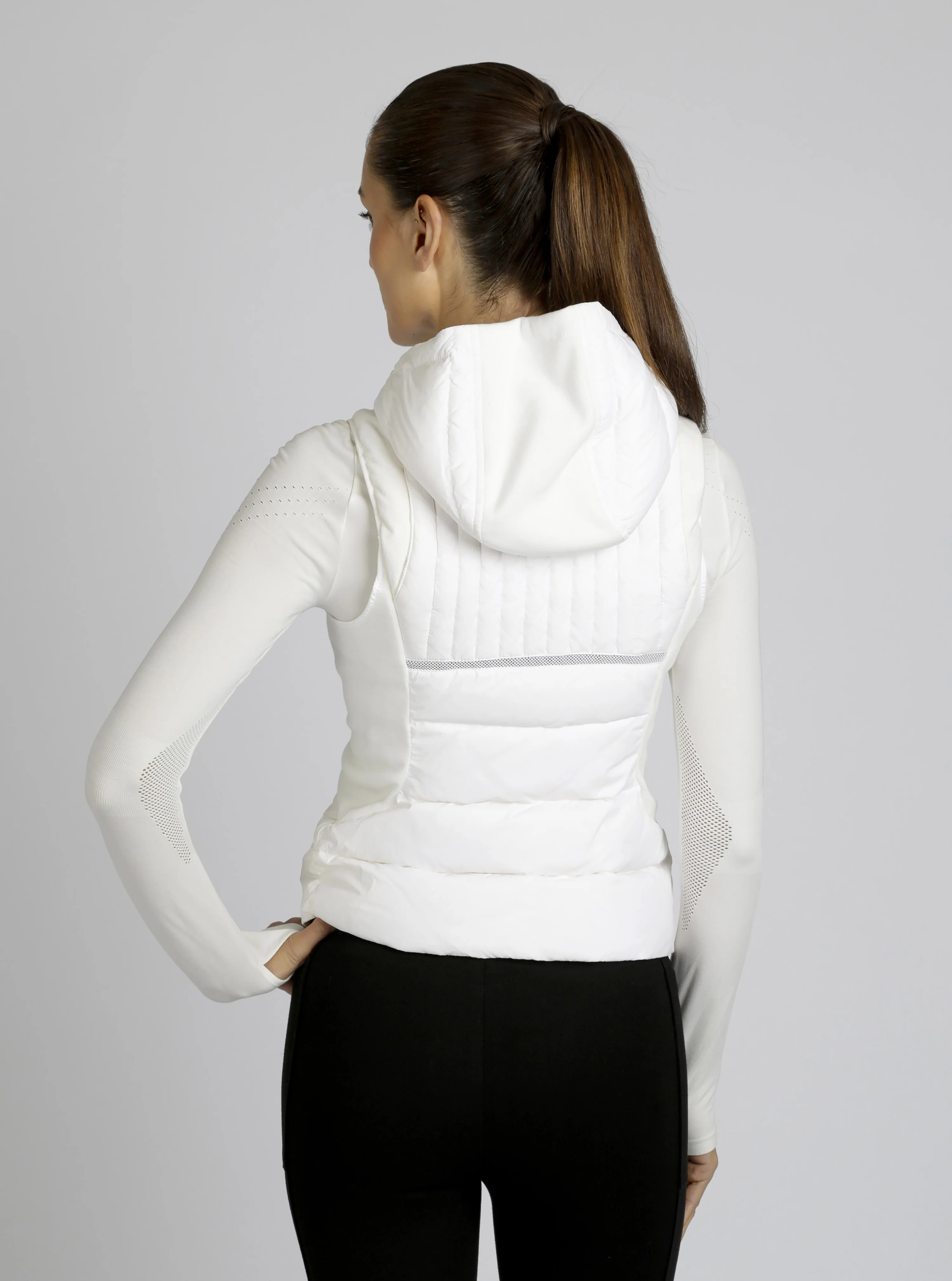 Reflective Inset Down Filled Feather Weight Vest - White - Image 7