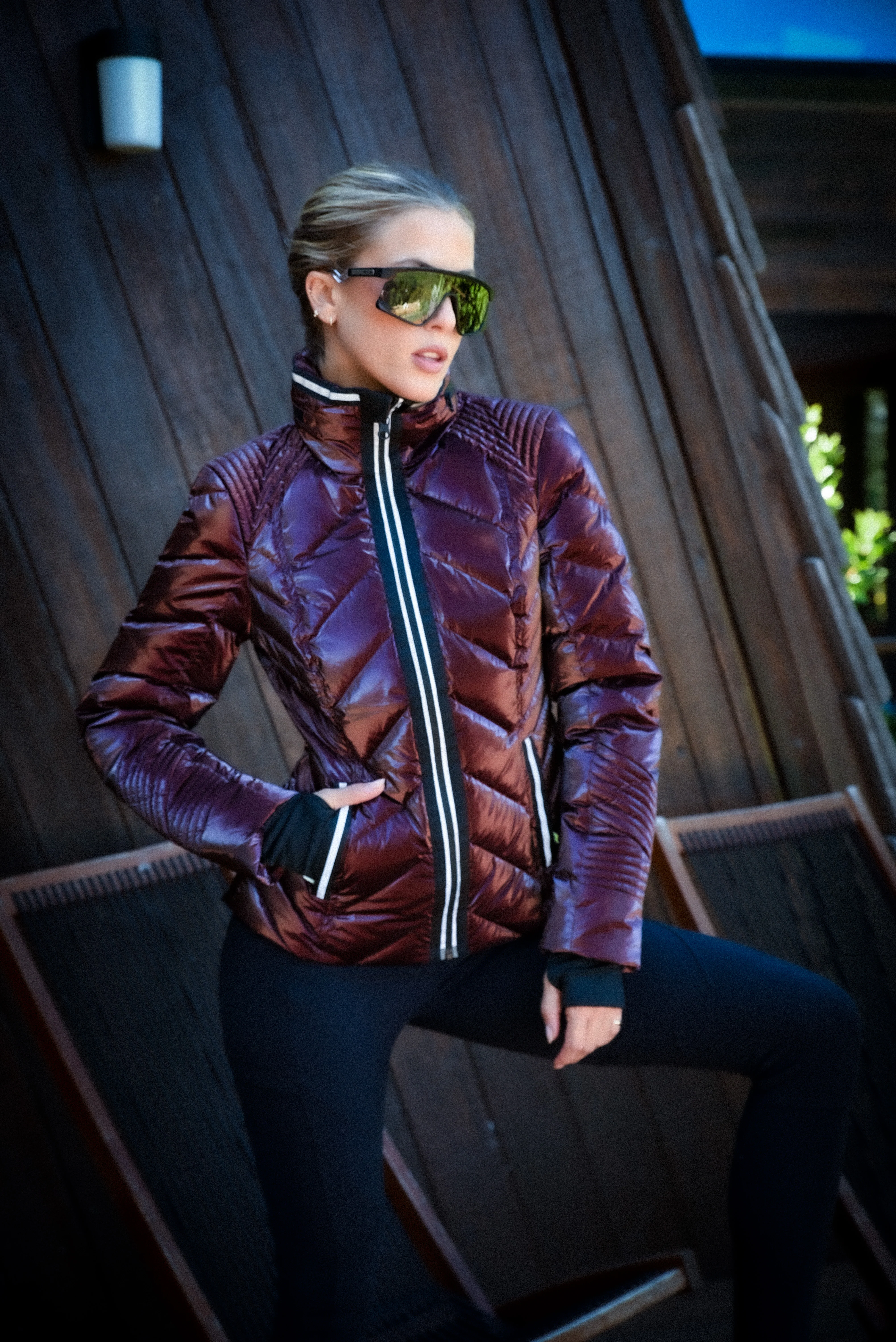 Super Hero Puffer Down Filled Jacket with Reflective Trim - Red - Image 5