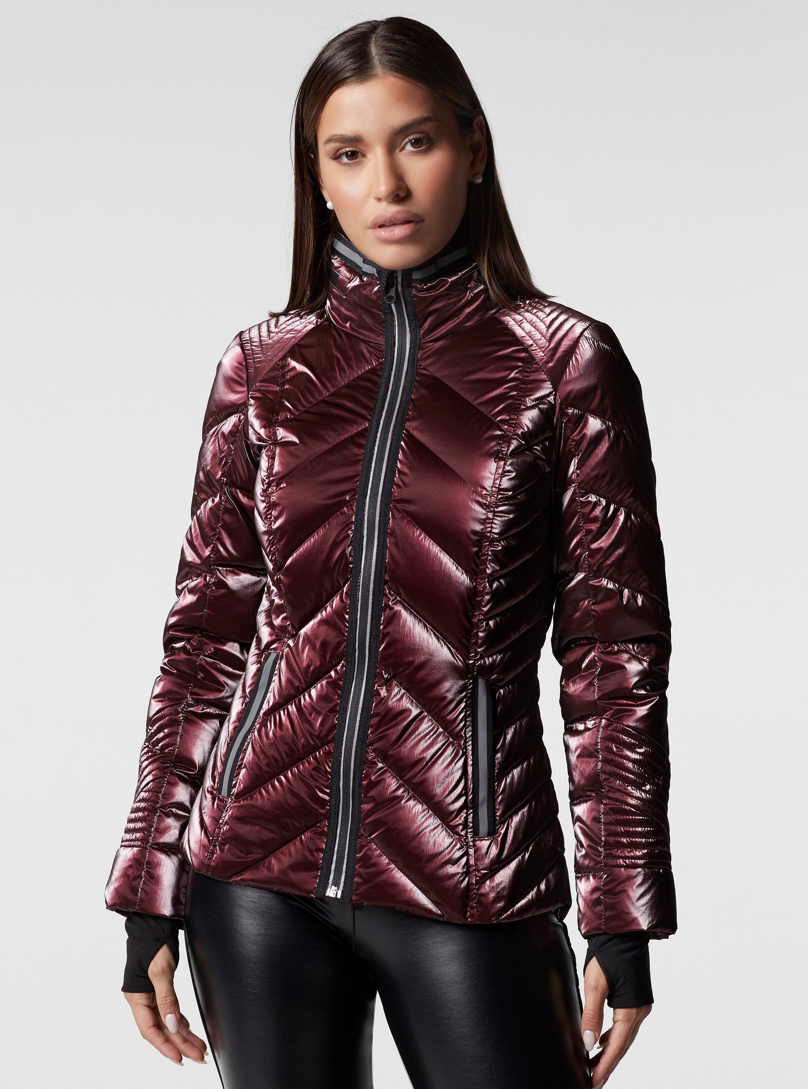 Super Hero Puffer Down Filled Jacket with Reflective Trim - Red - Image 6