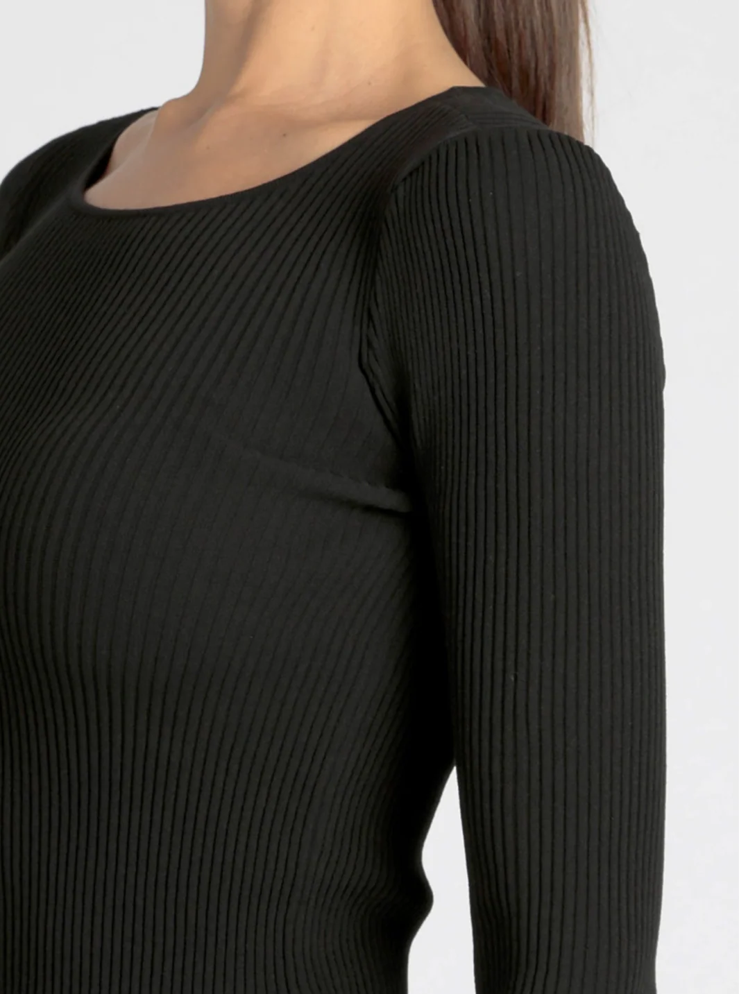 Two Tone Rib Long Sleeve Top - Image 3