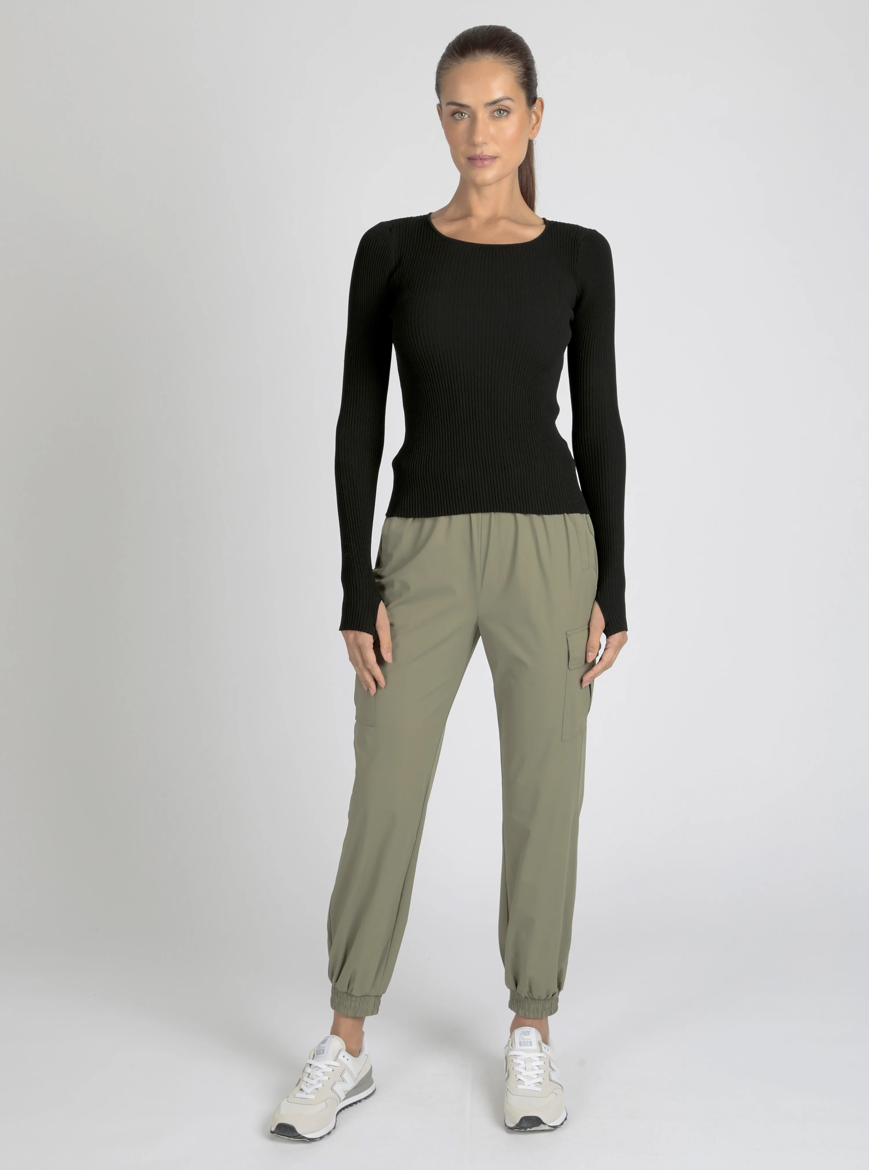 Two Tone Rib Long Sleeve Top - Image 5