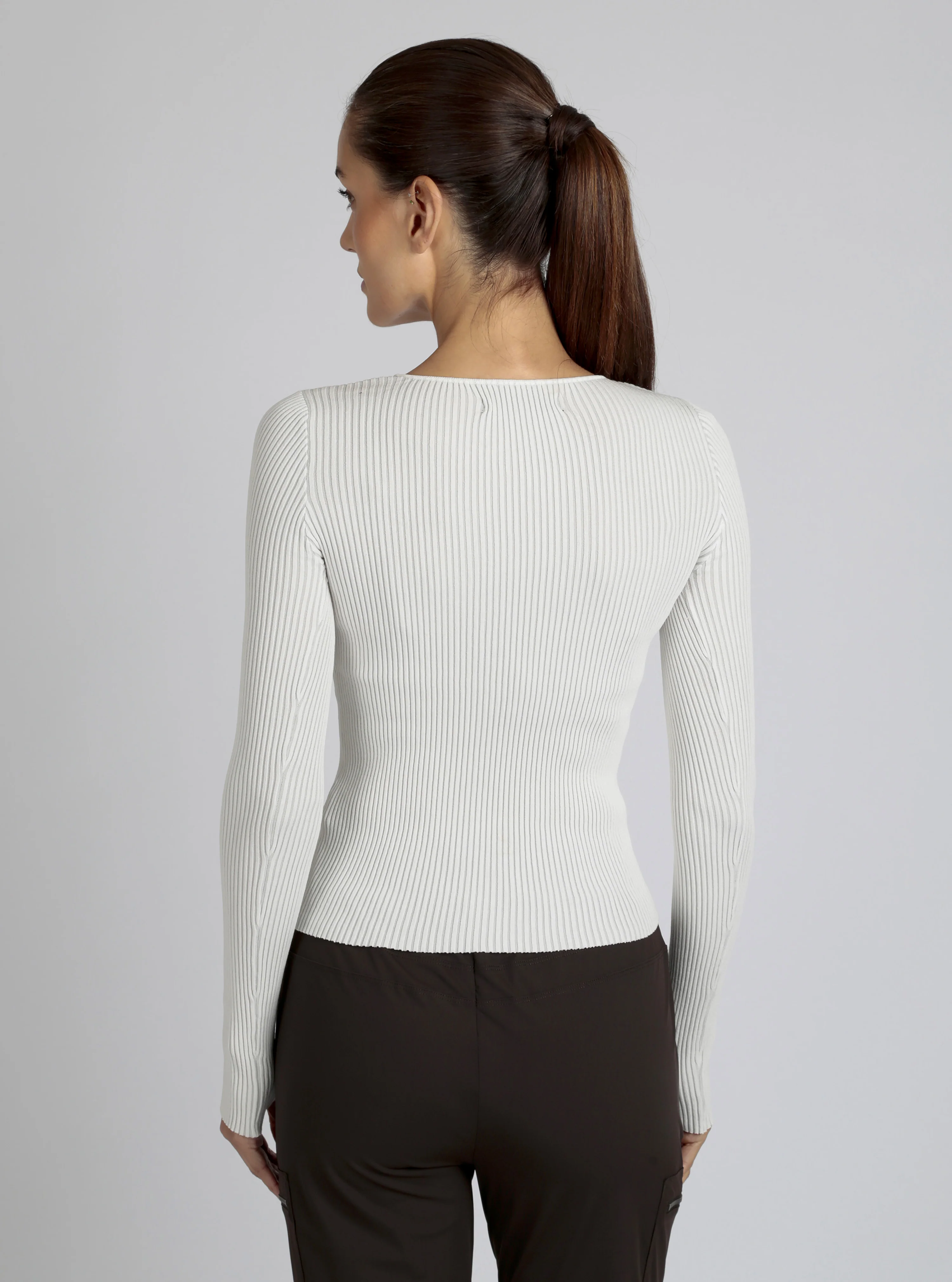 Two Tone Rib Long Sleeve Top - Image 9
