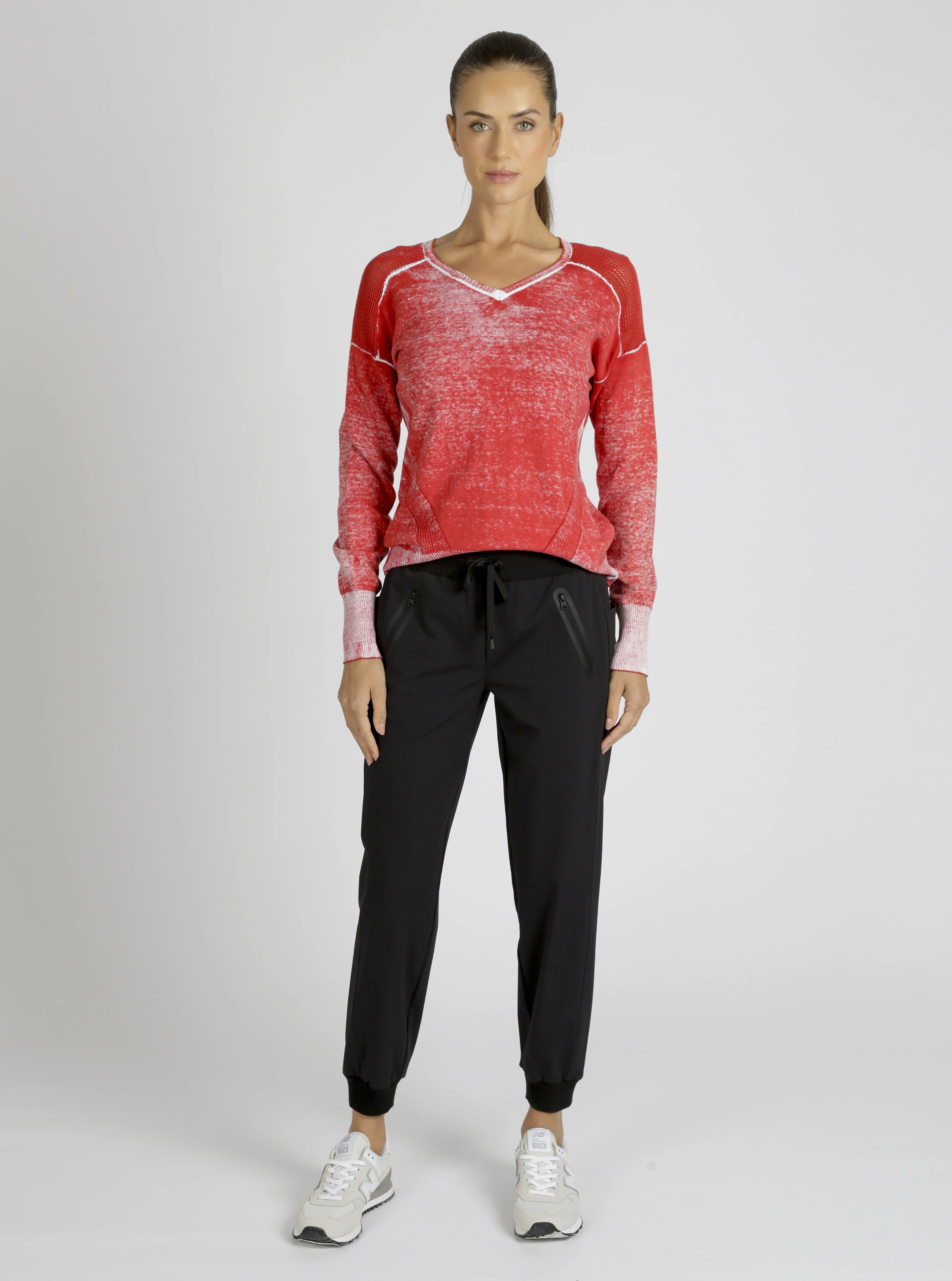 V-Neck Cotton Huntress Sweater - Cranberry, Navy or Black - FINAL SALE - Image 3