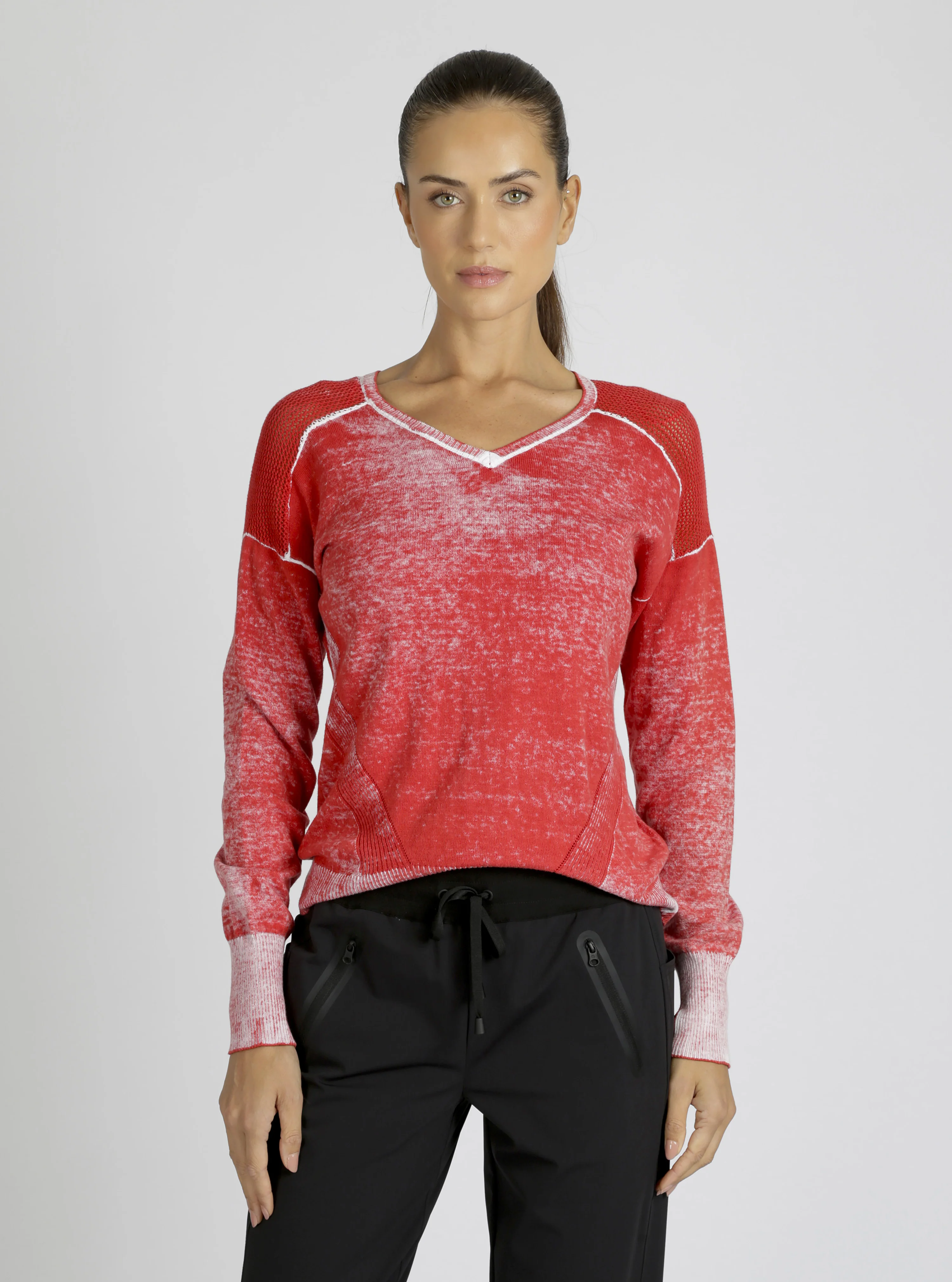 V-Neck Cotton Huntress Sweater - Cranberry, Navy or Black - FINAL SALE - Image 4