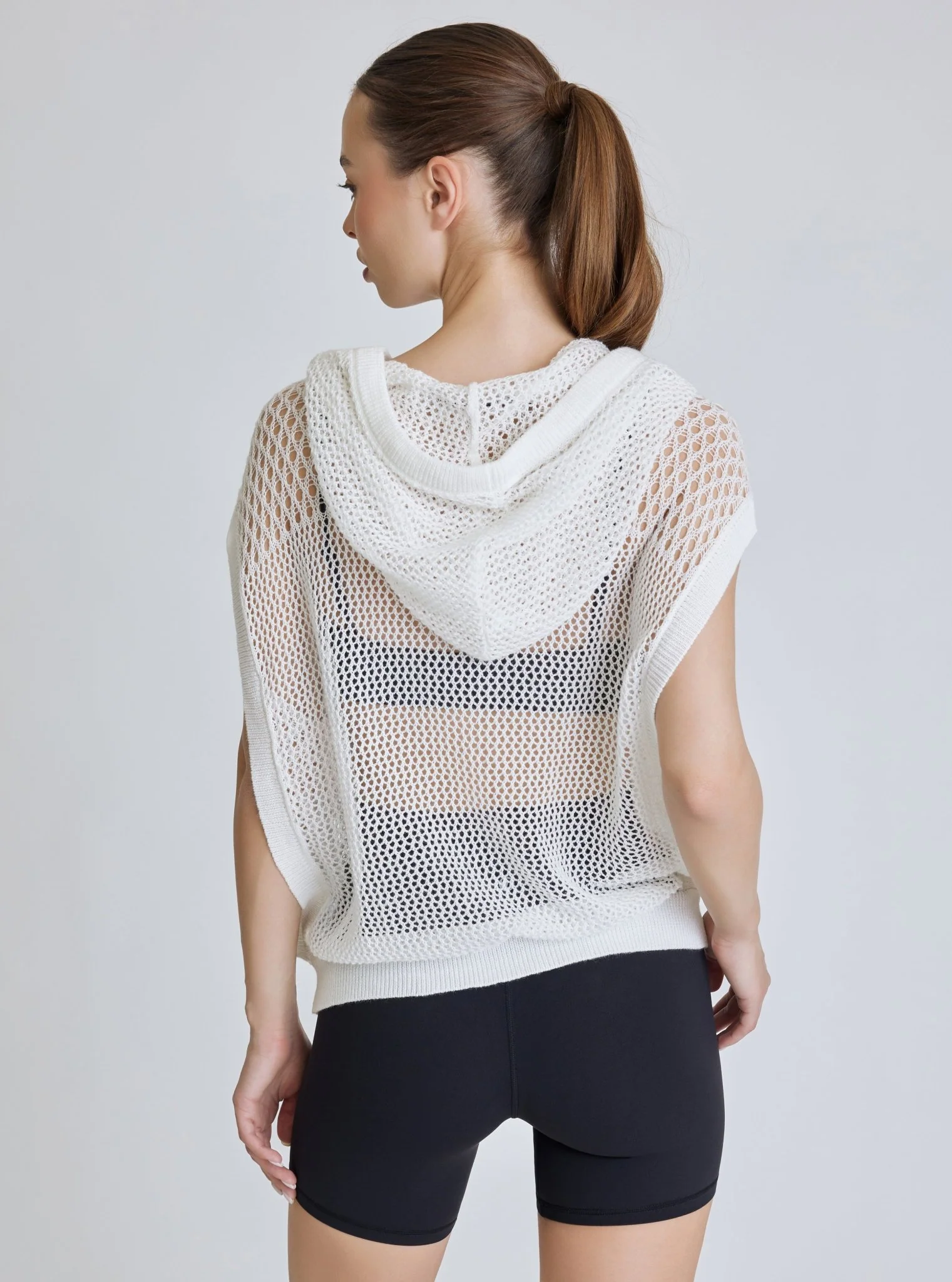 White Crochet Pullover Sleeveless Hoodie - FINAL SALE - Image 7